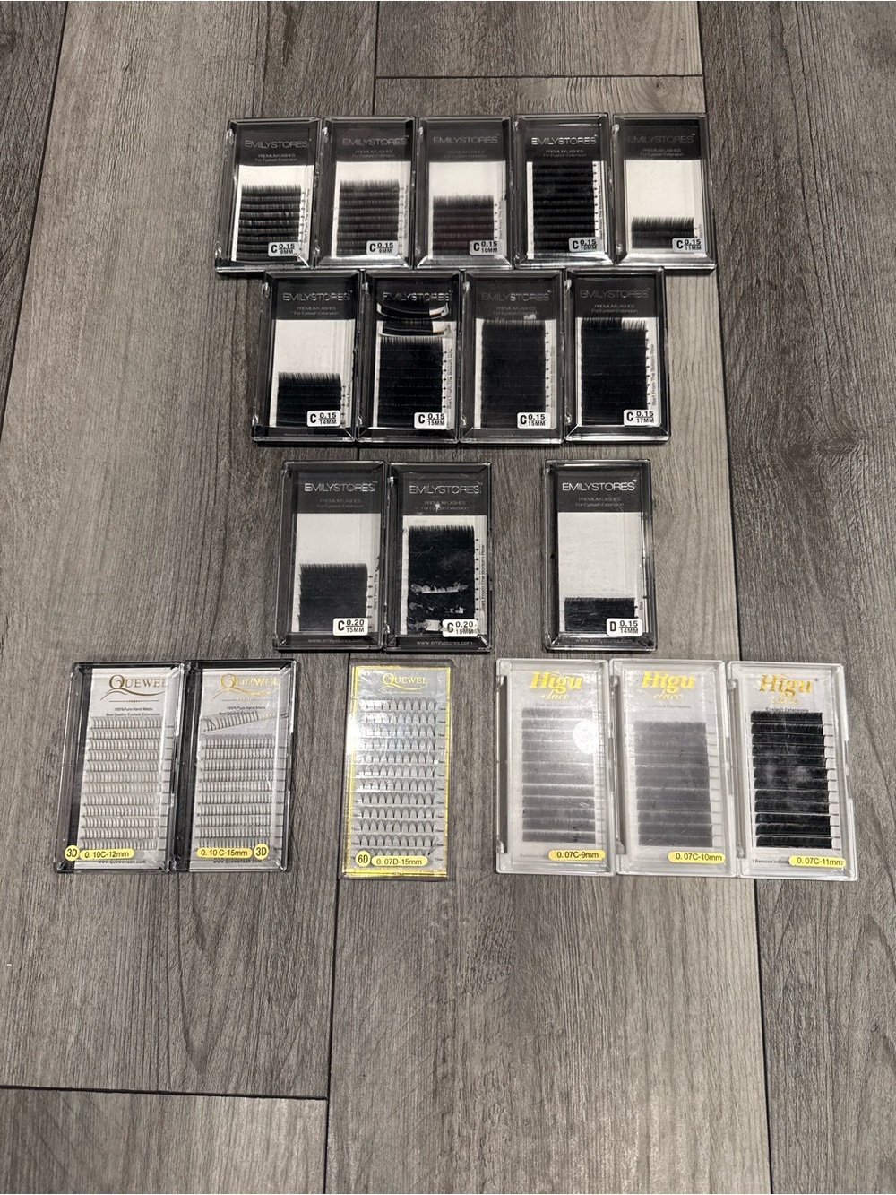 Black, Premium, Individual Eyelash Extensions in various sizes